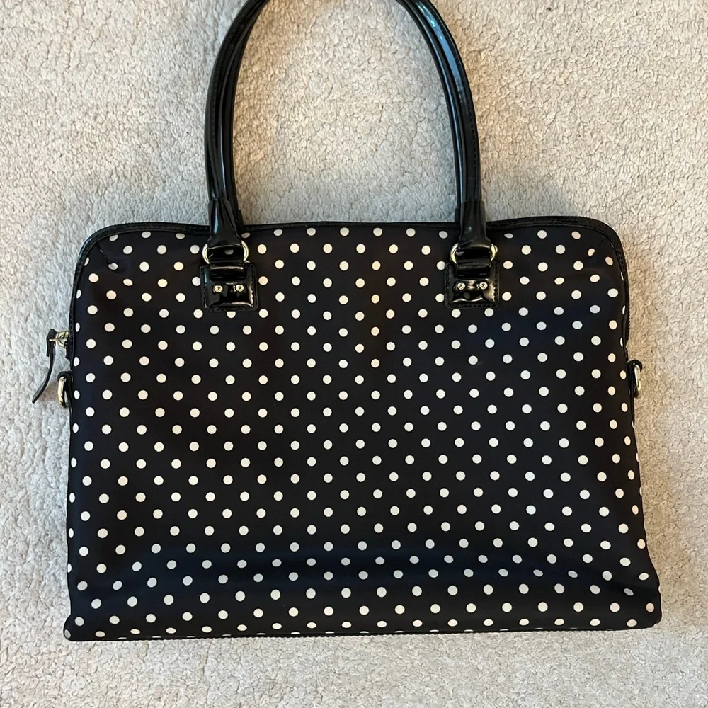 kate spade Black and White Polka Dot Laptop Bag - Picture 2 of 7